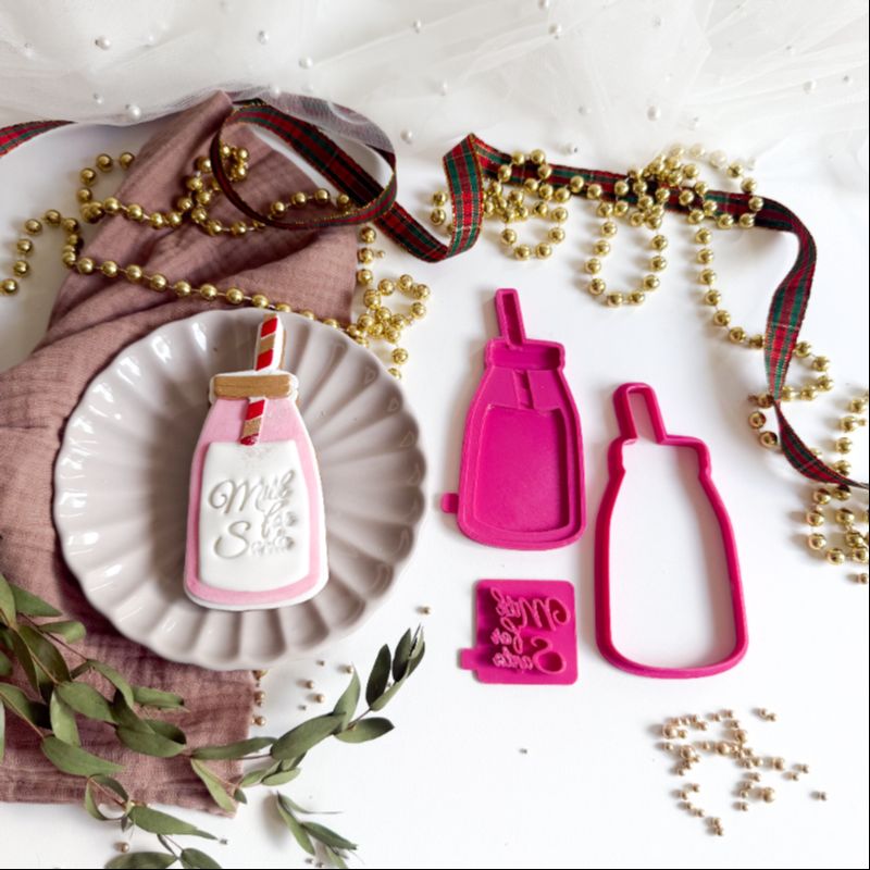 Milk for Santa Christmas 3D Cookie Stamp and Cutter