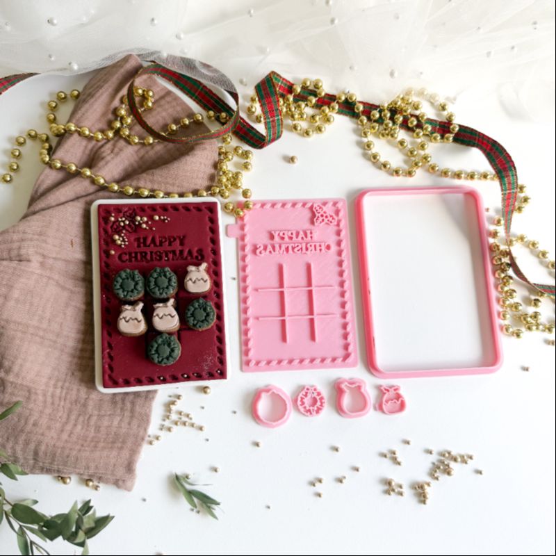 Noughts and Crosses Christmas Tic Tac Toe Set Cookie Cutter and Stamp