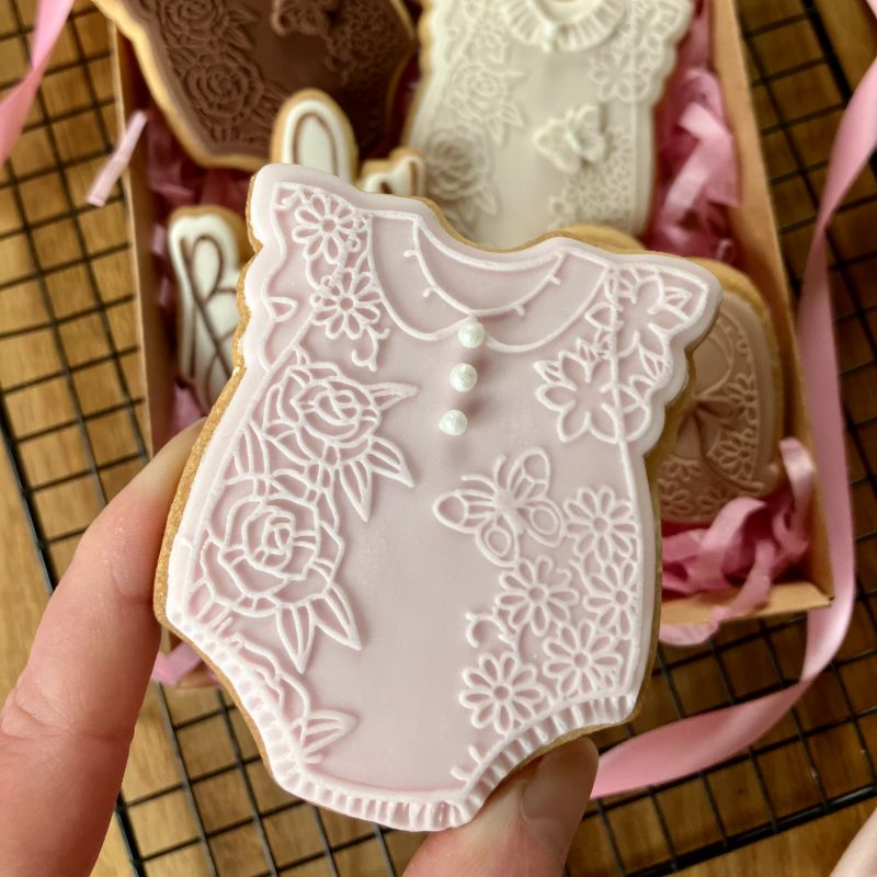 Pretty Flower Baby Romper Baby Shower Cookie Cutter and Embosser