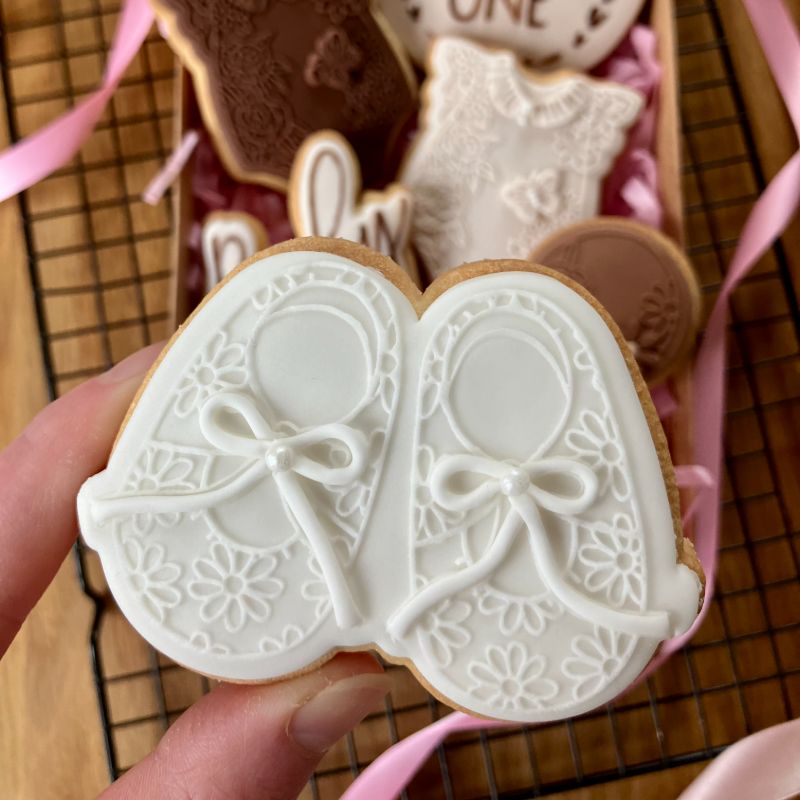 Pretty Flower Baby Rattle Baby Shower Cookie Cutter and Embosser