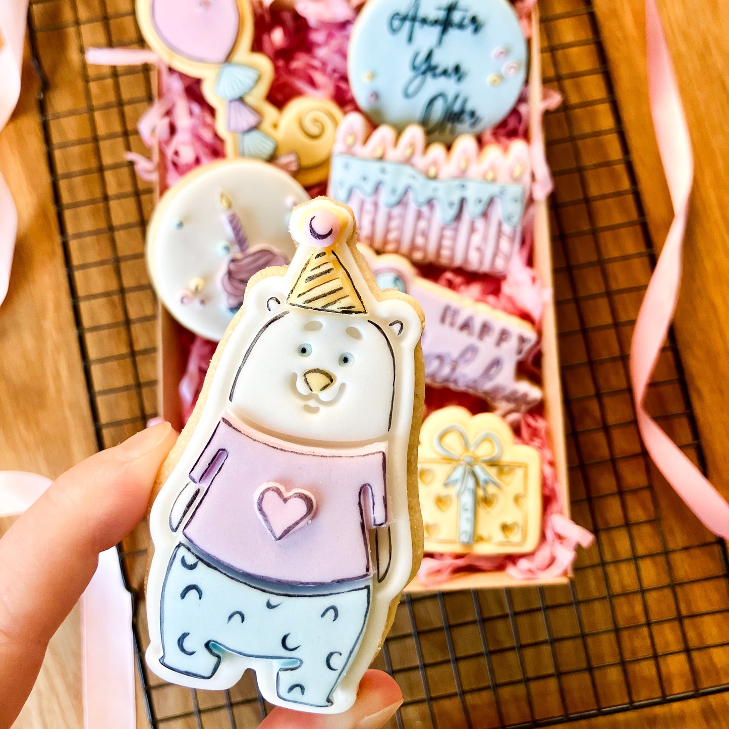 Bear in a Party Hat Birthday Cookie Cutter and Stamp