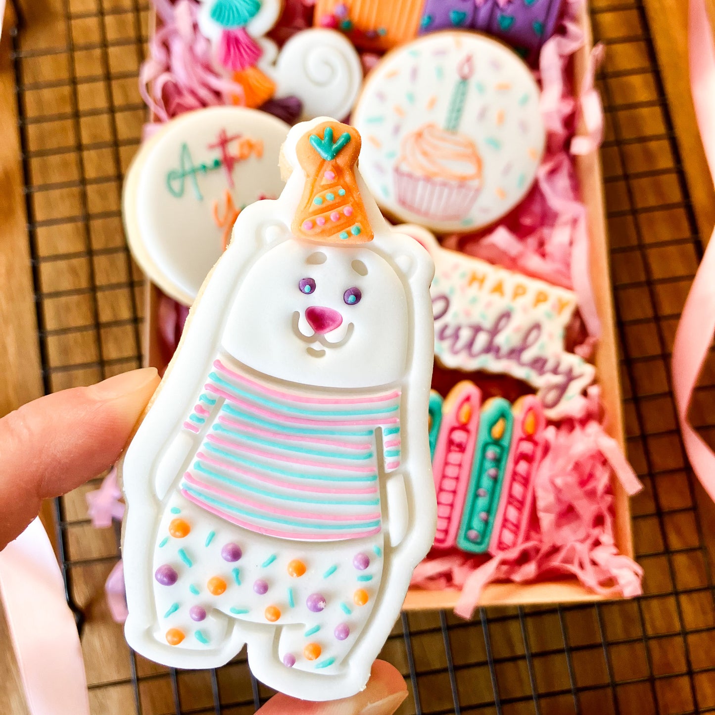 Bear in a Party Hat Birthday Cookie Cutter and Stamp