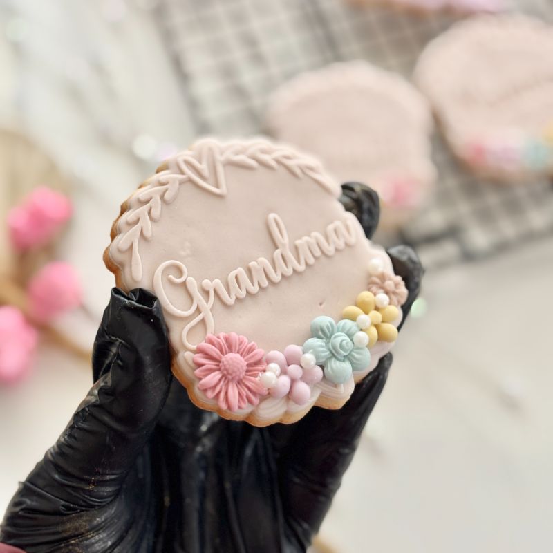 Grandma with Heart and Vine Border Mother's Day Cookie Cutter and Embosser