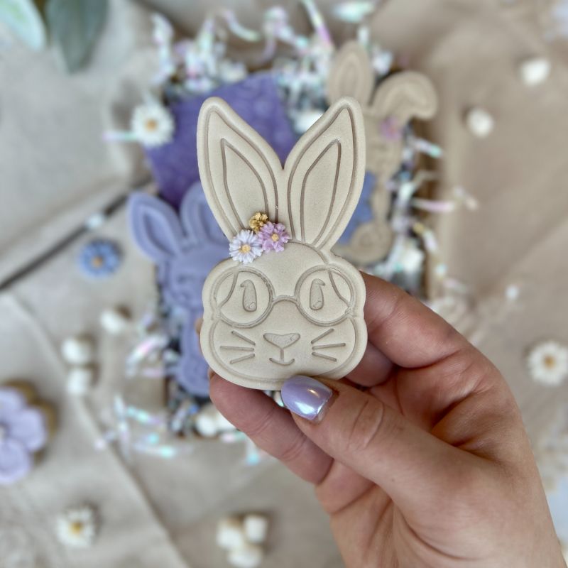 Rabbit with Glasses Easter Cookie Cutter and Stamp