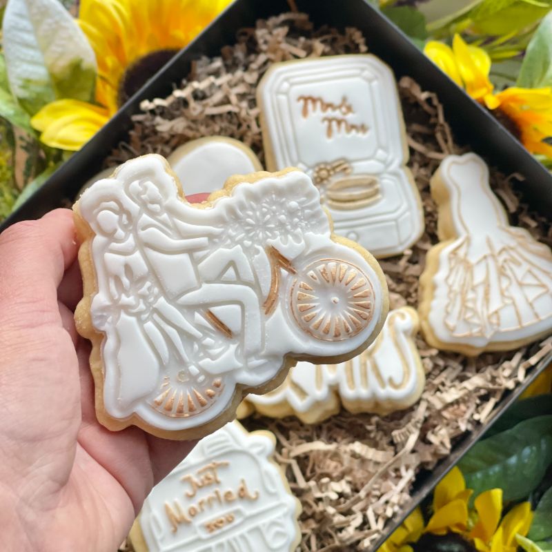Man and Woman on Bicycle Wedding Cookie Cutter and Stamp