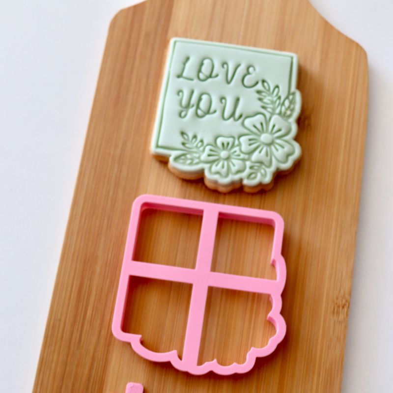 Square with Flowers Cookie Cutter and Stamp