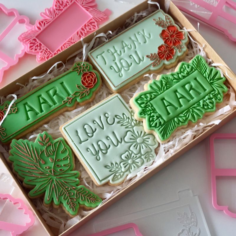Tropical Flowers Banner Floral Cookie Cutter and Stamp