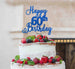 Happy 60th Birthday Pretty Cake Topper Glitter Card Dark Blue