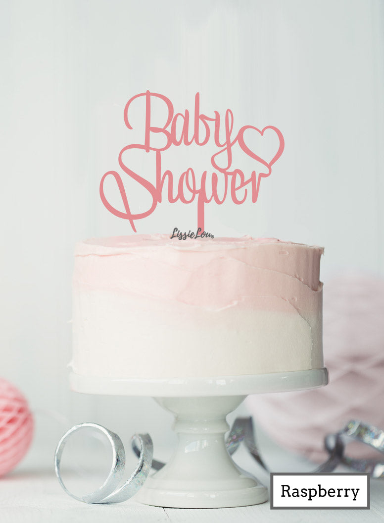 Boy with Heart Baby Shower Cake Topper Premium 3mm Acrylic Raspberry