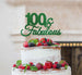 100 & Fabulous Cake Topper 100th Birthday Glitter Card Green