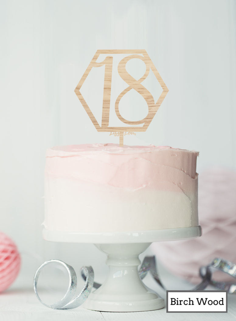 Hexagon Number 18th Birthday Topper Premium 3mm Acrylic