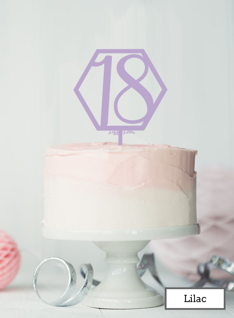 Hexagon 18th Birthday Cake Topper Premium 3mm Acrylic Lilac