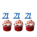 21st Birthday Glitter Cupcake Toppers Dark Blue