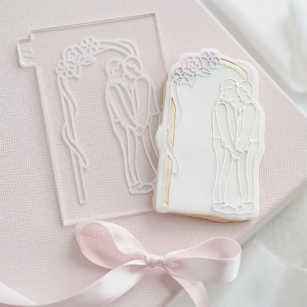 Two Grooms Under Arch Wedding Cookie Cutter and Embosser by Catherine Marie Cake
