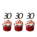30th glitter cupcake toppers black