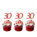 30th glitter cupcake toppers red