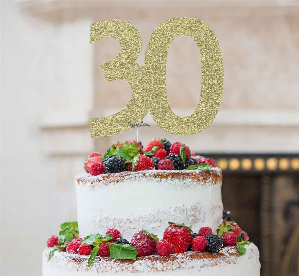 30th Birthday Cake Topper Glitter Card Gold