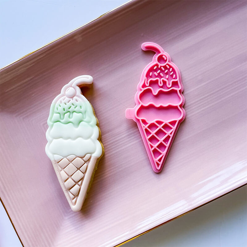 Three Scoops Ice Cream Cookie Cutter and Stamp by Luvelia Louise