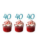 40th Birthday Glitter Cupcake Toppers Light Blue