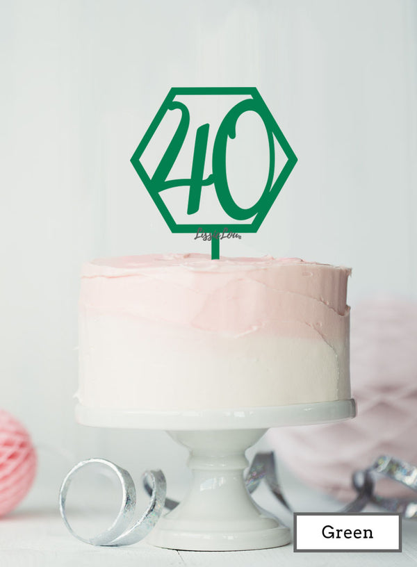 Hexagon 40th Birthday Cake Topper Premium 3mm Acrylic Green