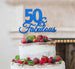 50 & Fabulous Cake Topper 50th Birthday Glitter Card Dark Blue
