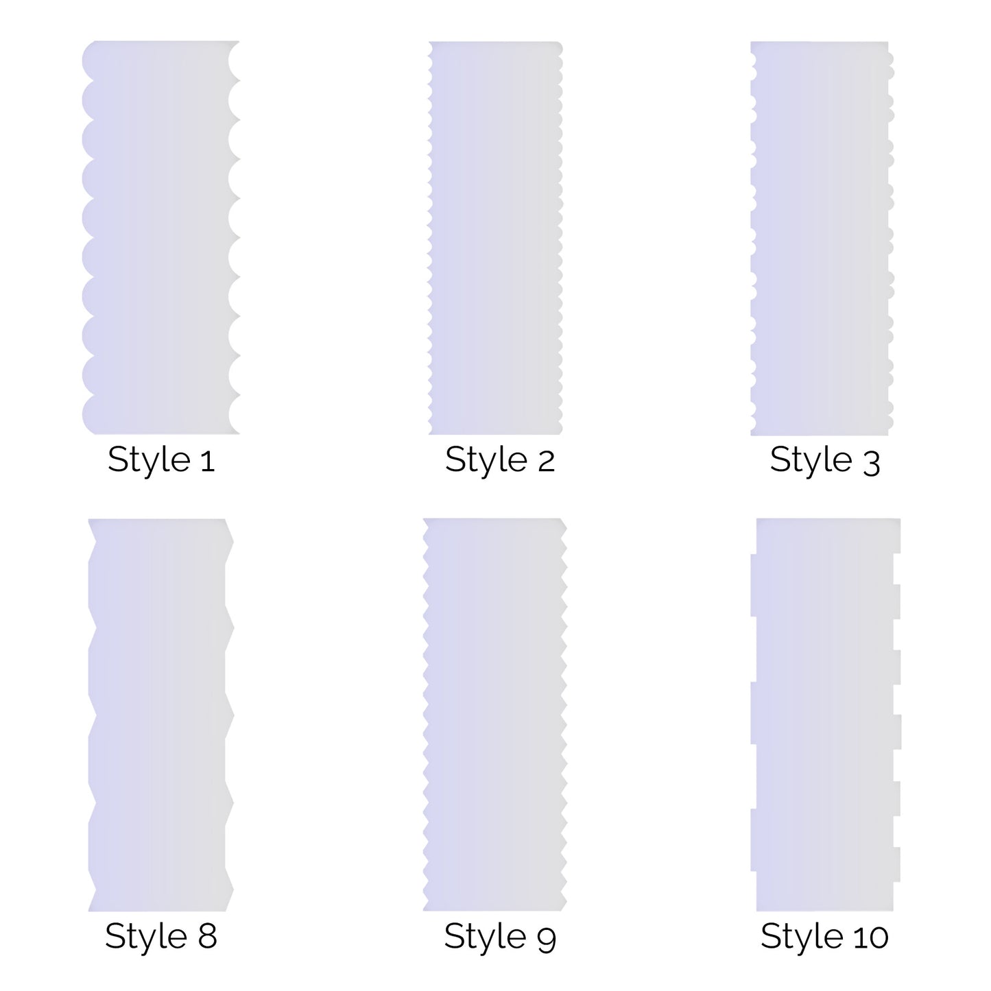 Set of 6 Double Edged Cake Scrapers Acrylic