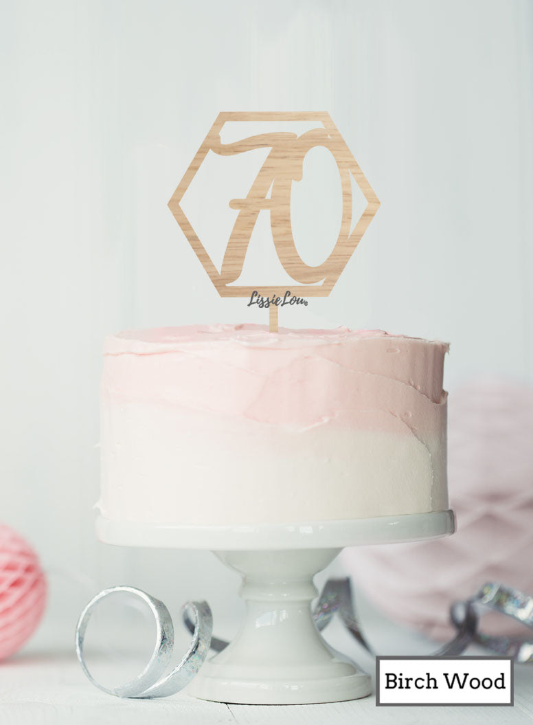 Hexagon Number 70th Birthday Topper Premium 3mm Acrylic
