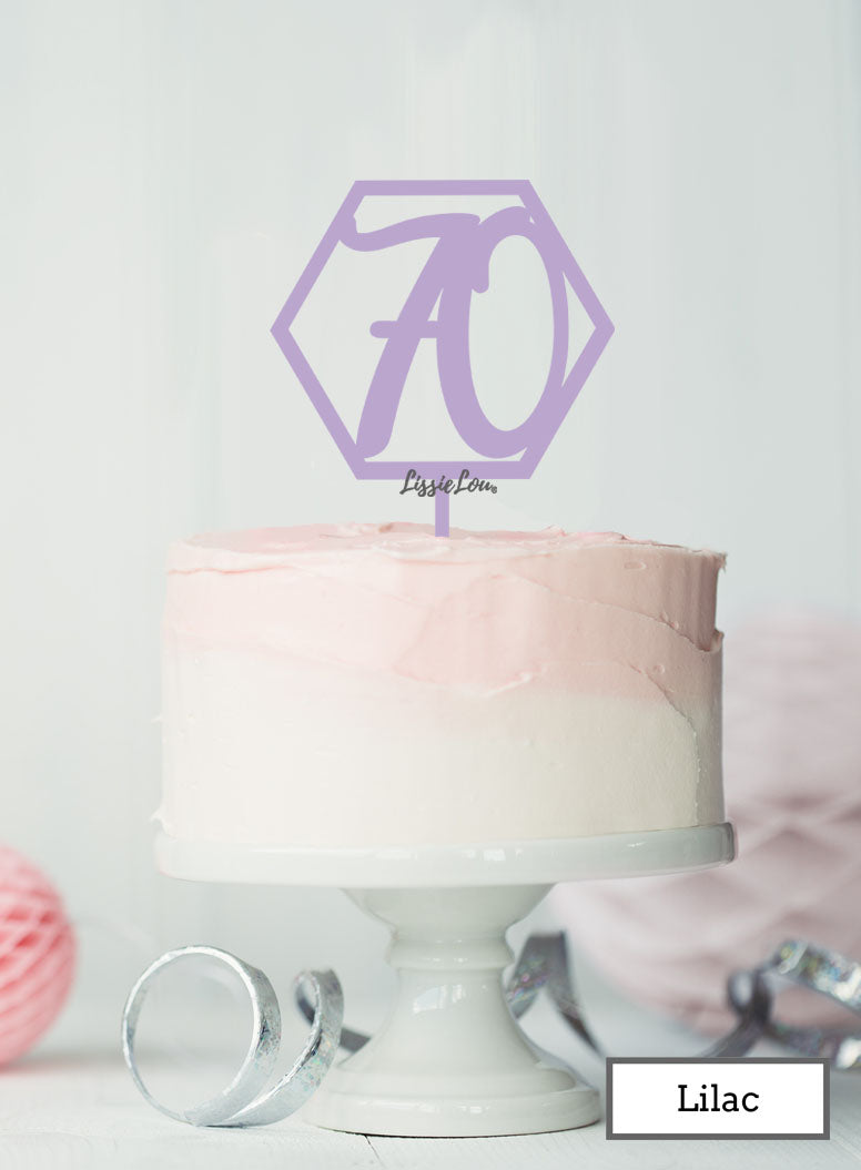 Hexagon Number 70th Birthday Topper Premium 3mm Acrylic