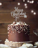 Merry Christmas with Swirl and Star Cake Topper Glitter Card Silver