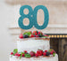 80th Birthday Cake Topper Glitter Card Light Blue