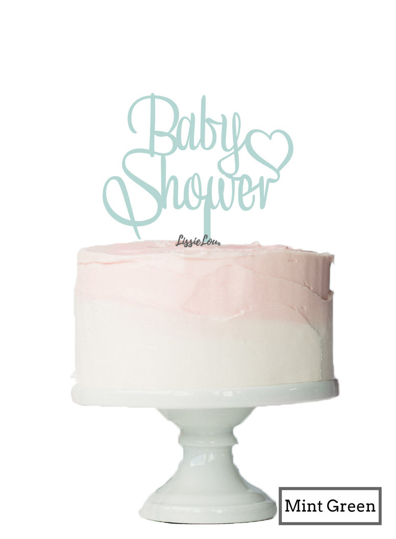 Boy with Heart Baby Shower Cake Topper Premium 3mm Acrylic Mint Green