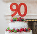 90th Birthday Cake Topper Glitter Card Red