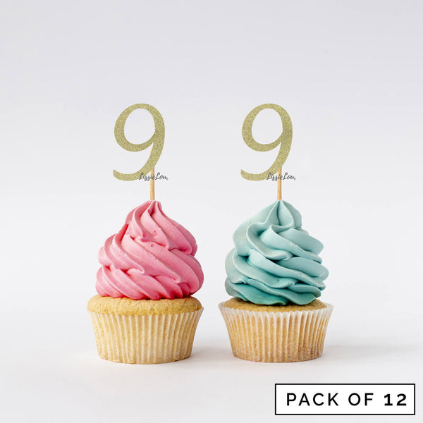 Number 9 Cupcake Toppers Pack of 12