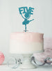 Ballerina Five 5th Birthday Cake Topper Glitter Card Light Blue