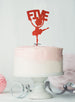 Ballerina Five 5th Birthday Cake Topper Glitter Card Red