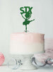 Ballerina Six 6th Birthday Cake Topper Glitter Card Green
