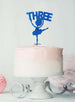 Ballerina Three 3rd Birthday Cake Topper Glitter Card Dark Blue