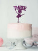 Ballerina Three 3rd Birthday Cake Topper Glitter Card Dark Purple