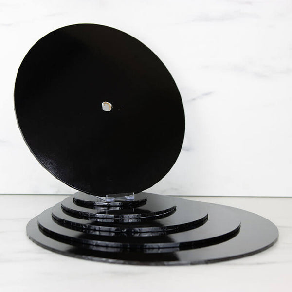 Black Shiny MDF Cake Board Drum with Hole 4mm Thick