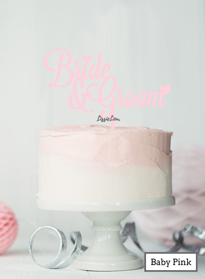 Bride and Groom Wedding Cake Topper  Premium 3mm Acrylic Baby Pink