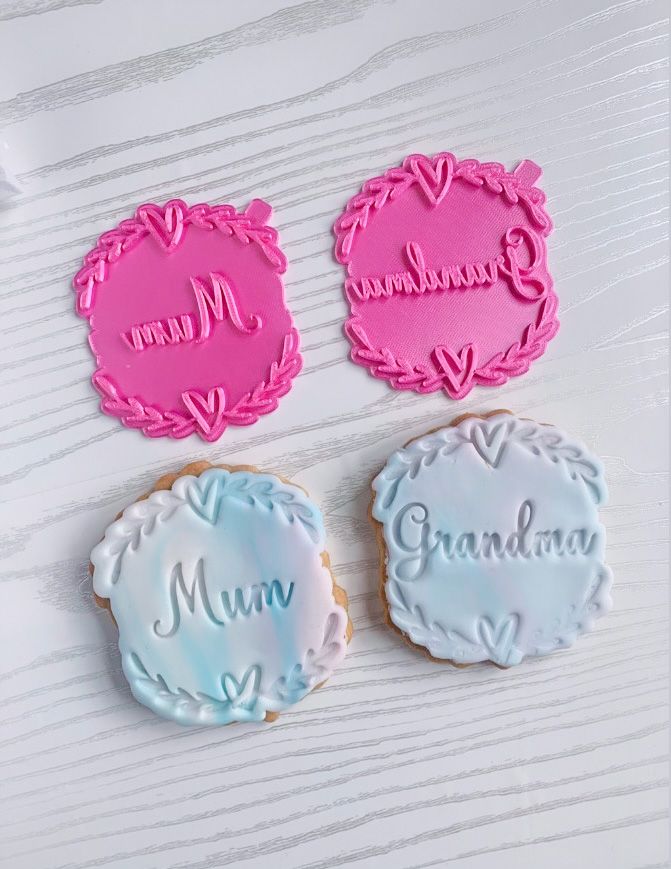 Grandma With Heart and Vine Border Mother's Day Cookie Cutter and Stamp