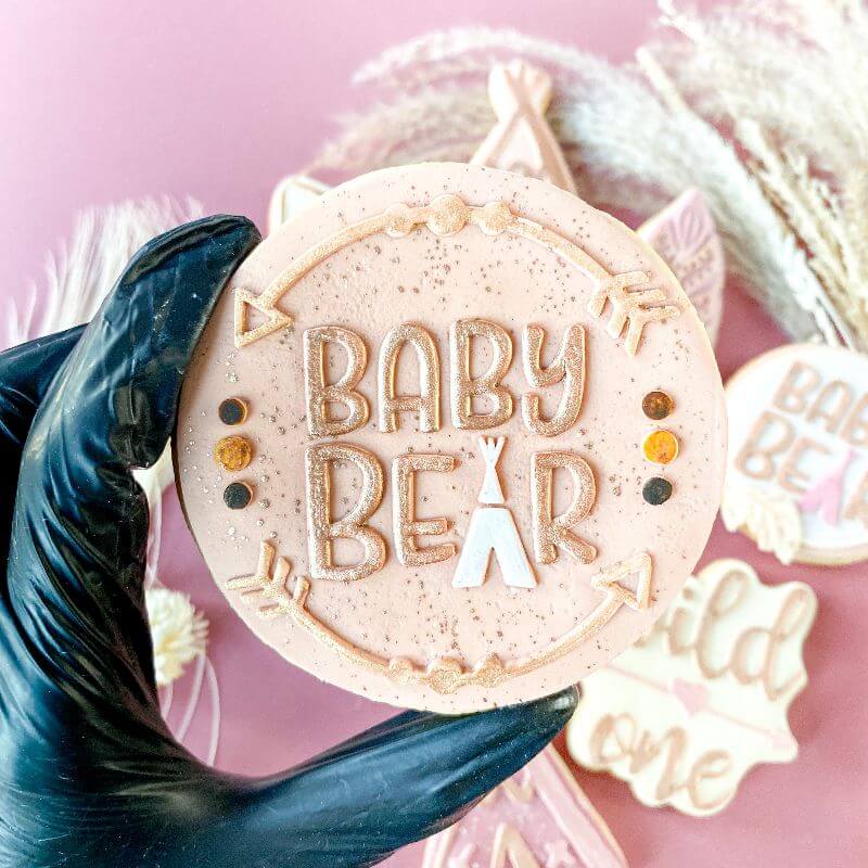 Baby Bear Wild One Style Baby Shower Cookie Cutter and Embosser