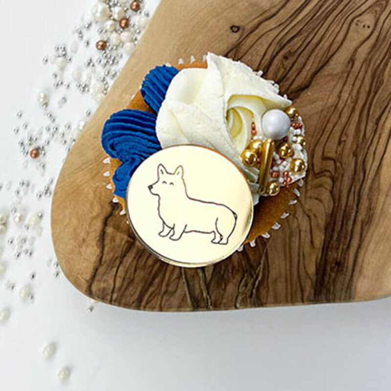 Corgi Jubilee Cupcake Discs Pack of 4 - Premium 3mm Acrylic
