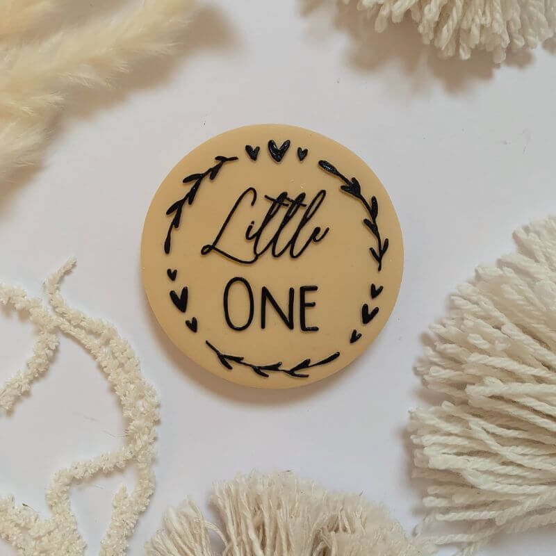 Little One with Heart and Leaf Circle Baby Shower Cookie Cutter and Embosser