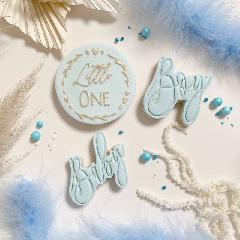 Boy in Florence Font Baby Shower Cookie Cutter and Stamp