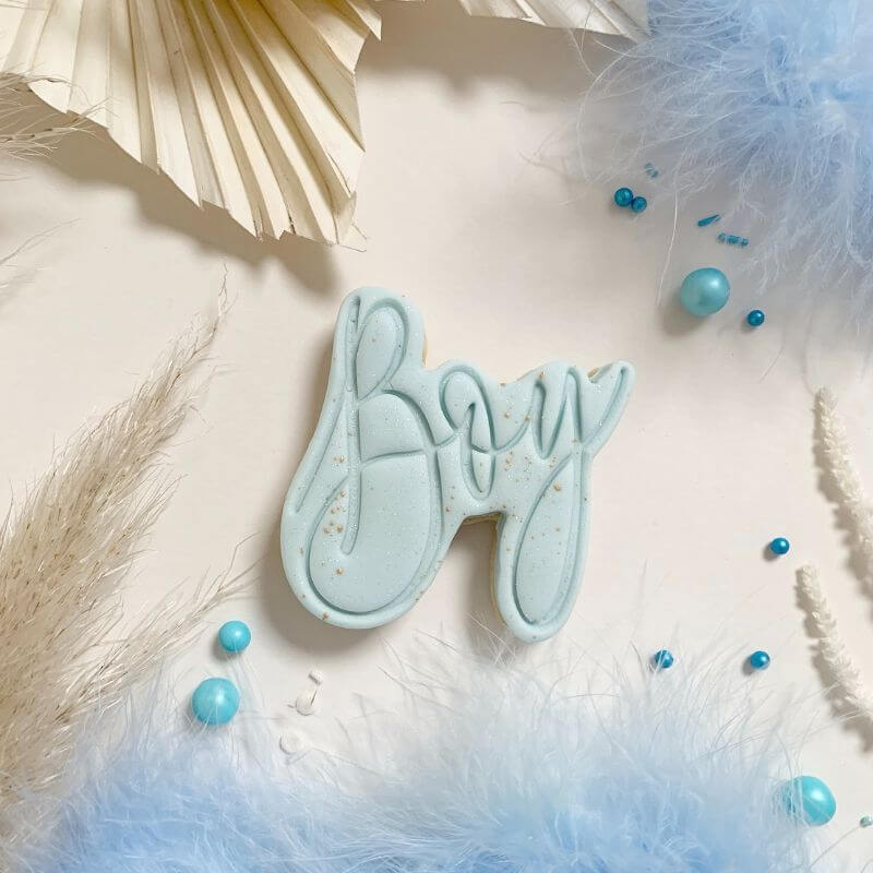 Boy in Florence Font Baby Shower Cookie Cutter