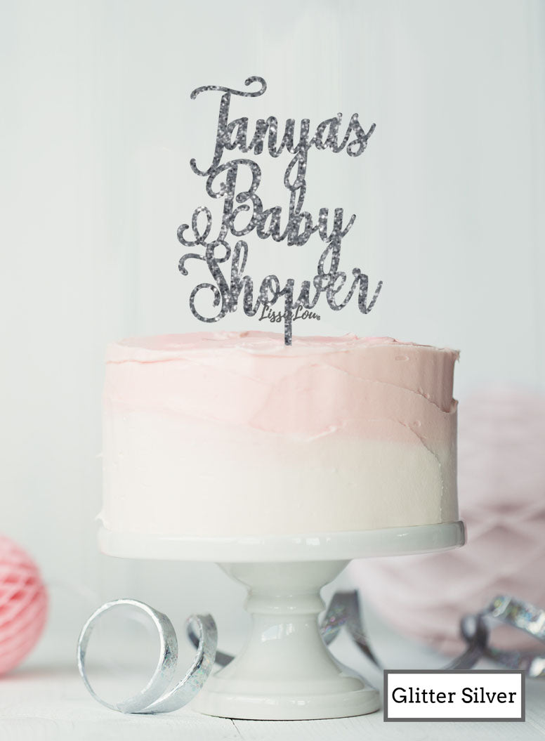 Custom Baby Shower With Name Pretty Acrylic Shopify - Glitter Silver