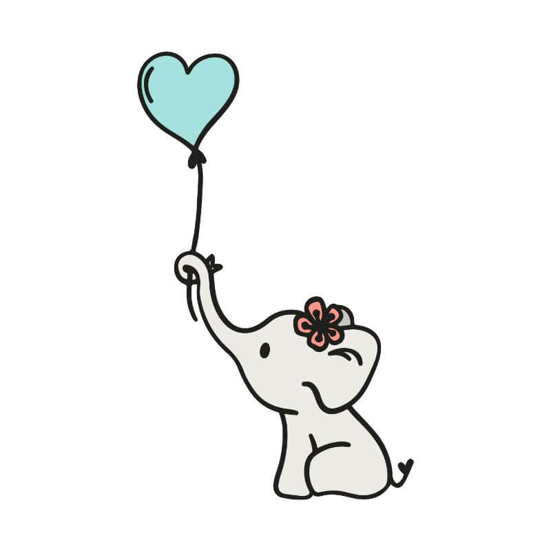 Cute Elephant with Heart Baby Shower Cookie Cutter