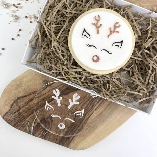 Cute Reindeer Face Christmas Cookie Embosser