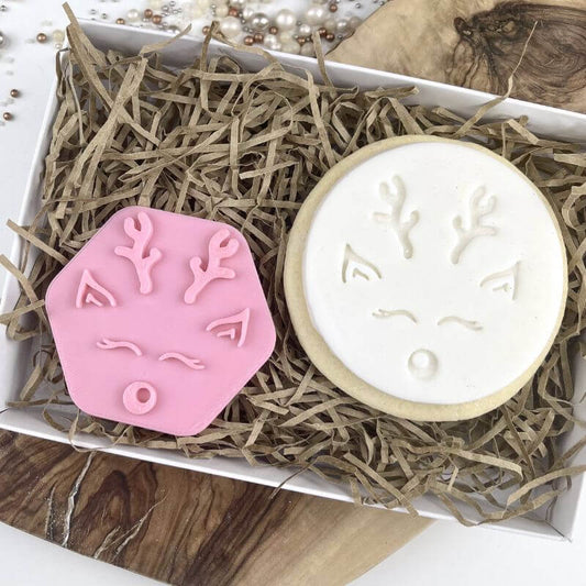 Cute Reindeer Face Christmas Cookie Stamp